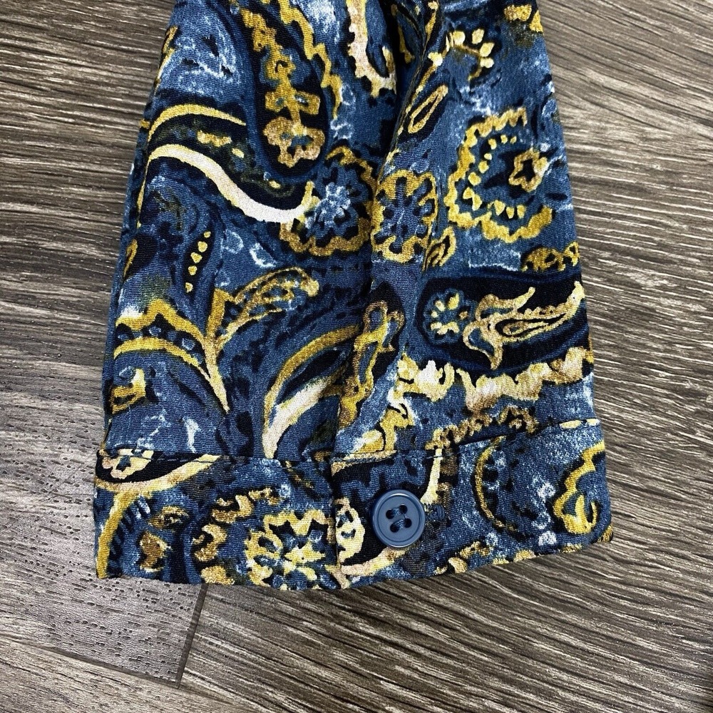 Garnet Hill Dress Womens Size 12 Blue Dropwaist Button-Up Paisley Quiet Luxury - Picture 10 of 16